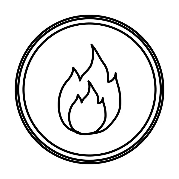 Line Hot Burn Flame Fire Emblem Vector Illustration — Stock Vector