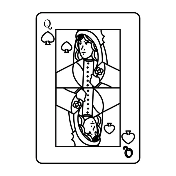 Linie Dame Pik Karte Casino Spiel Vektor Illustration — Stockvektor