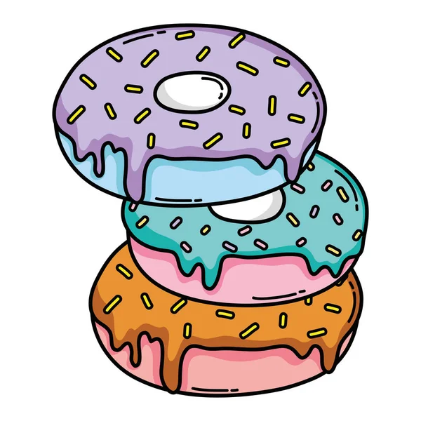 Padaria Deliciosos Donuts Doce Saboroso Vetor Ilustração —  Vetores de Stock