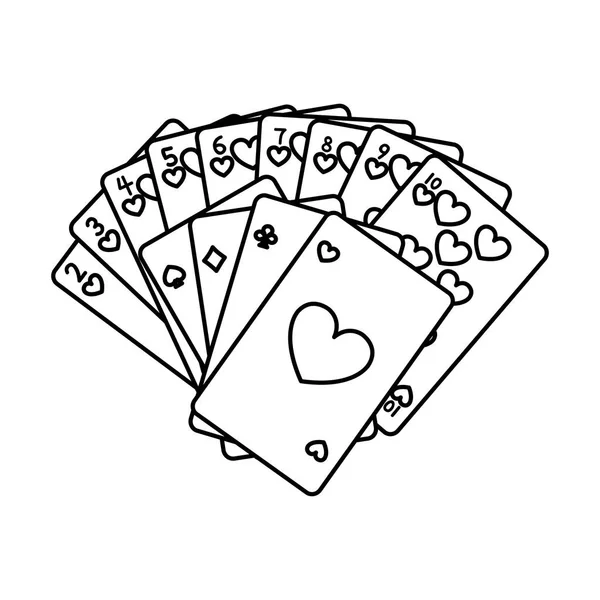 Línea Cartas Póquer Clásico Juego Casino Vector Ilustración — Vector de stock