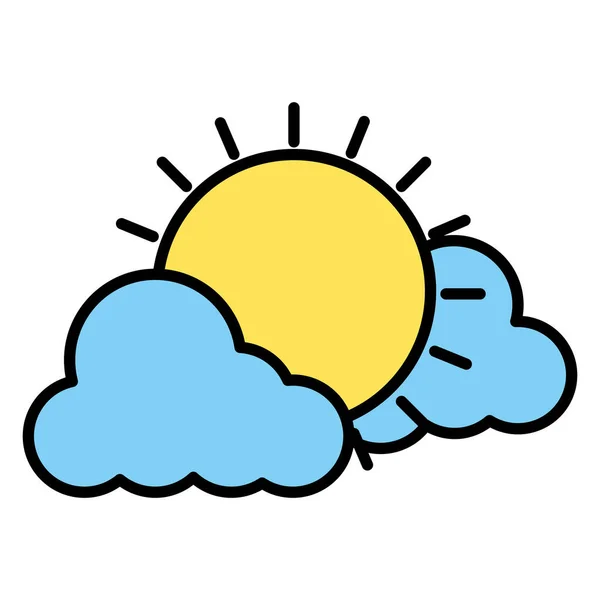 Kolor Światła Słońca Puszyste Chmury Ilustracja Wektorowa Pogoda — Wektor stockowy