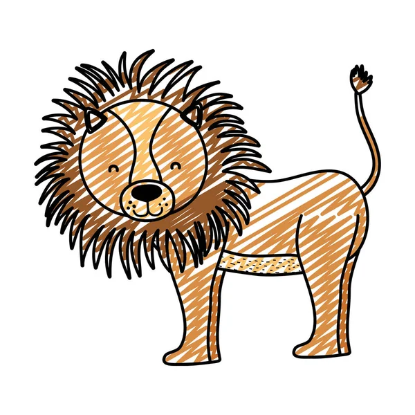 Gribouille Adorable Lion Animal Sauvage Créature Vecteur Illustration — Image vectorielle