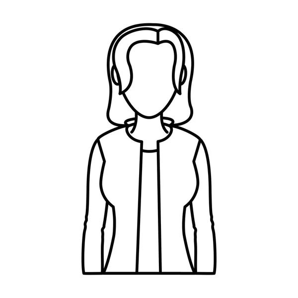 Ligne Belle Femme Avec Coiffure Longue Chemisier Illustration Vectorielle — Image vectorielle