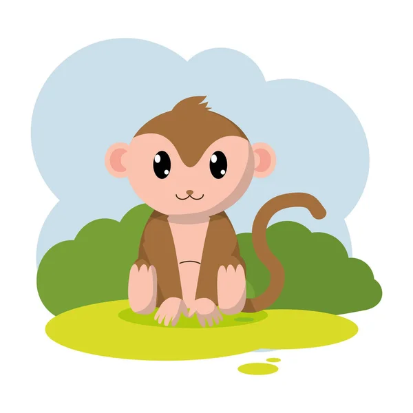 Animal Selvagem Macaco Bonito Ilustração Vetor Paisagem — Vetor de Stock