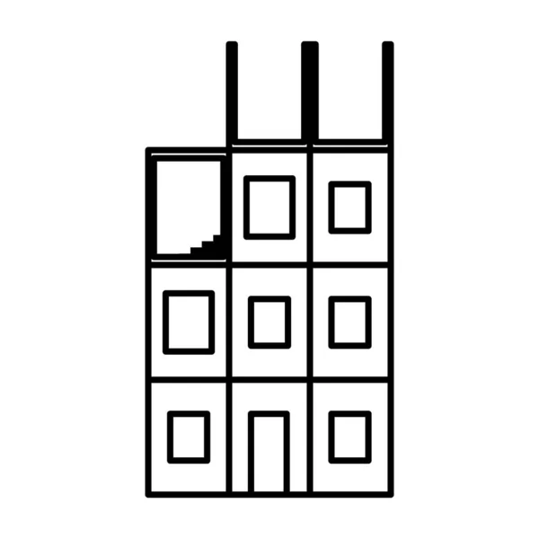 Linie Kommerzielles Gebäude Bau Städtische Struktur Vektor Illustration — Stockvektor