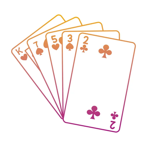 Degradierte Linie Hohe Hand Casino Kartenspiel Vektor Illustration — Stockvektor