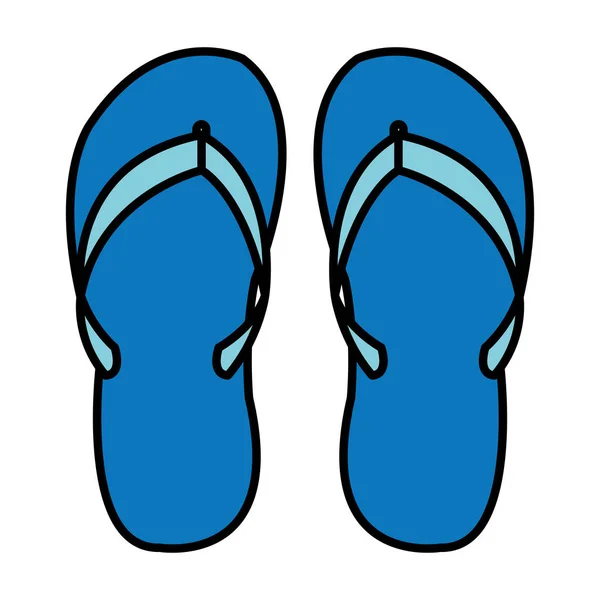 Farbe Strand Flip Flop Schuhe Stil Vektor Illustration — Stockvektor