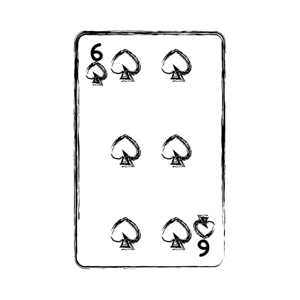 Гранж Шесть Пик Карточная Игра Казино Векторная Иллюстрация — стоковый вектор