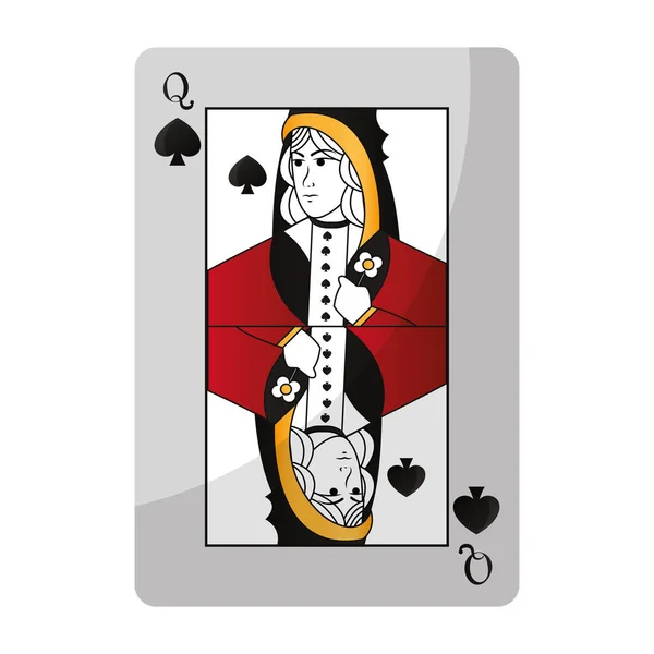 Dame Pik Karte Casino Spiel Vektor Illustration — Stockvektor