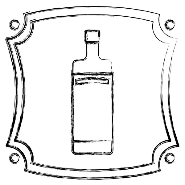 粗野的标志与酒精酒瓶饮料向量例证 — 图库矢量图片