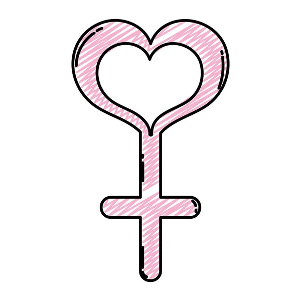 Garabato Signo Femenino Con Forma Corazón Diseño Vector Ilustración — Vector de stock