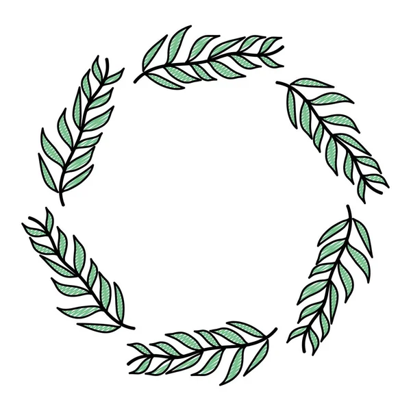 Icône Cercle Branches Tropicales Feuilles Vecteur Végétal Illustration — Image vectorielle