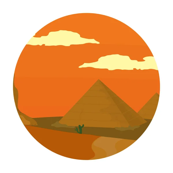 Wüste Ägyptische Pyramide Mit Kaktus Landschaft Vektor Illustration — Stockvektor