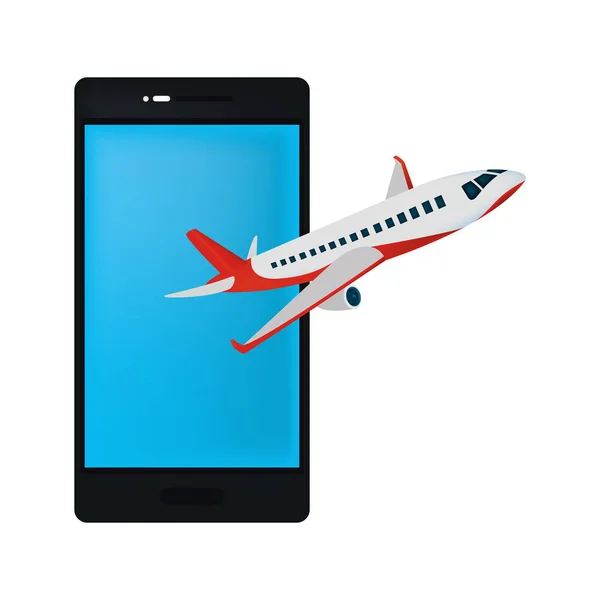 Illustration Vectorielle Transport Objet Avion Technologie Smartphone — Image vectorielle