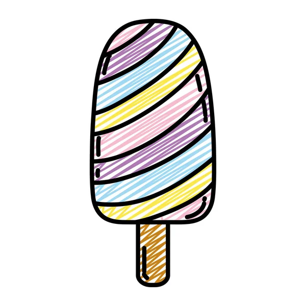 Doodle Sweet Ice Lolly Tasty Dessert Vector Illustration — Stock Vector