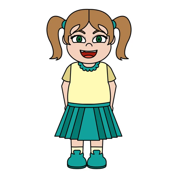 Cor Menina Feliz Com Penteado Design Uniforme Ilustração Vetorial —  Vetores de Stock