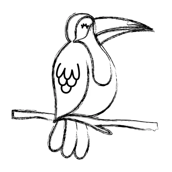 Grunge Ptaków Egzotycznych Piór Uroda Wektor Gałąź Ilustracja — Wektor stockowy