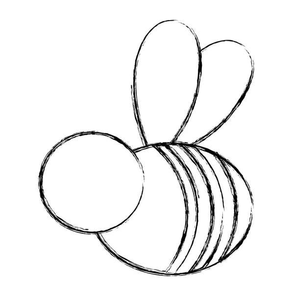 Grunge Cute Bee Insict Animal Flying Vector Illustration — Stock Vector