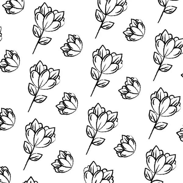 Grunge Exotic Flower Plant Leaves Background Vector Illustration — Stock Vector