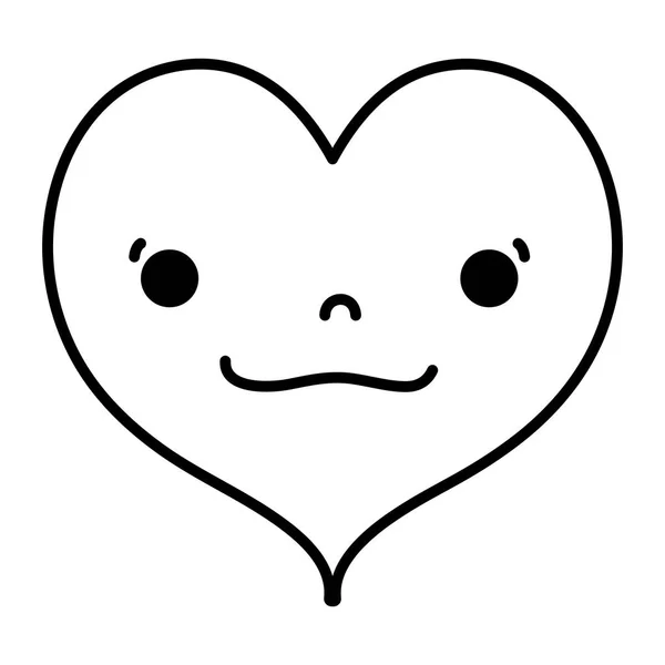 Linie Kawaii Zvědavý Srdce Roztomilý Láska Vektorové Ilustrace — Stockový vektor