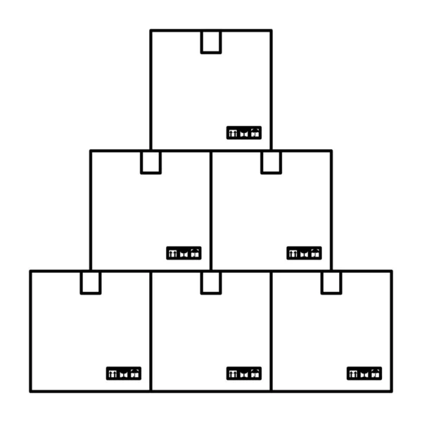 Línea Entrega Cajas Paquetes Productos Vector Vacío Ilustración — Archivo Imágenes Vectoriales