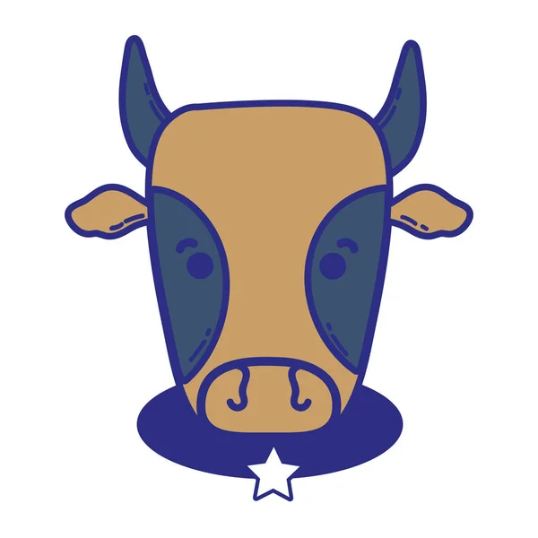 Animal Ferme Tête Vache Mignon Avec Illustration Vectorielle Ceinture Étoile — Image vectorielle