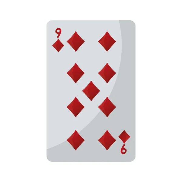 Negen Diamanten Casino Kaart Spel Vectorillustratie — Stockvector