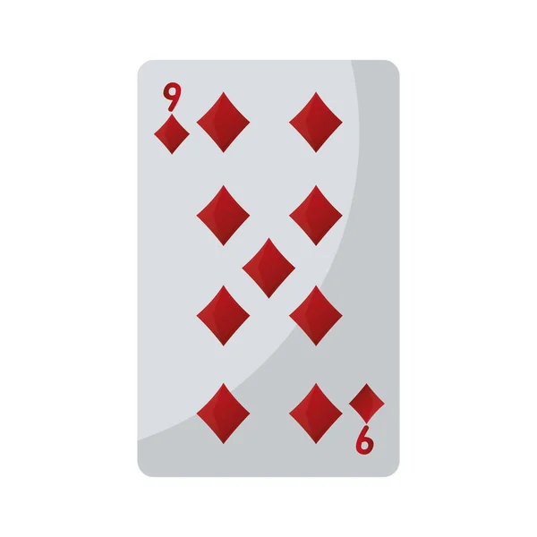 Nueve Diamantes Casino Juego Cartas Vector Ilustración — Archivo Imágenes Vectoriales