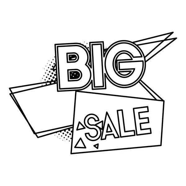 Line Big Promo Sale Label Message Vector Illustration — Stock Vector