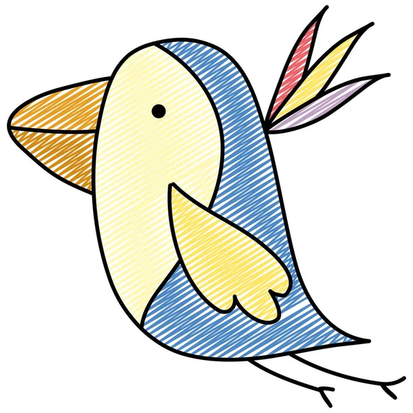 Garabato Bonito Pájaro Animal Salvaje Criatura Vector Ilustración — Vector de stock
