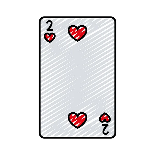 Doodle Δύο Καρδιές Καζίνο Κάρτες Παιχνιδιού Διανυσματικά Εικονογράφηση — Διανυσματικό Αρχείο