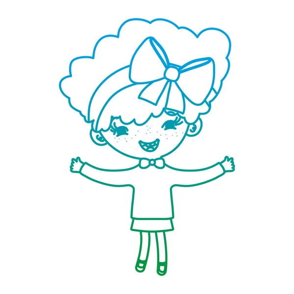 Degradace Linie Šťastná Dívka Dítě Krátkými Vlasy Vektorové Ilustrace — Stockový vektor
