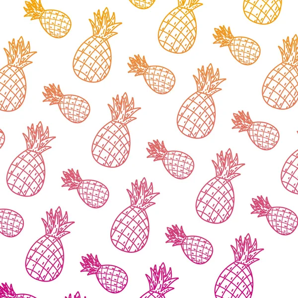 Aangetaste Lijn Heerlijke Ananas Vers Fruit Achtergrond Vectorillustratie — Stockvector