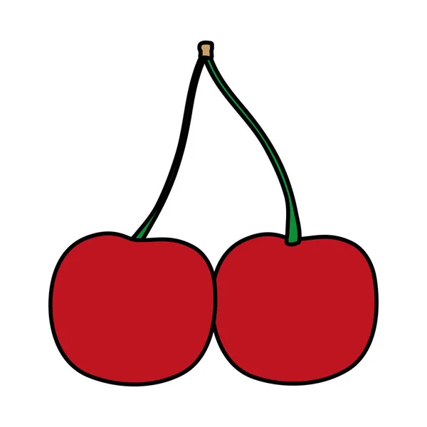 Buah Cherrys Lezat Dengan Vektor Vitamin Rganic Ilustrasi - Stok Vektor