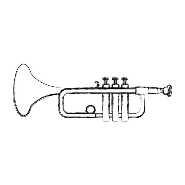 Grunge Music Trumpet Instrument Artistic Melody Vector Illustration — Stock Vector