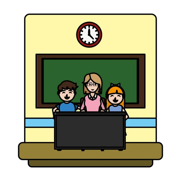 Χρώμα Δάσκαλος Εξηγήσει Την Εικονογράφηση Διάνυσμα Γραφείο Δραστηριότητες Για Μαθητές — Διανυσματικό Αρχείο