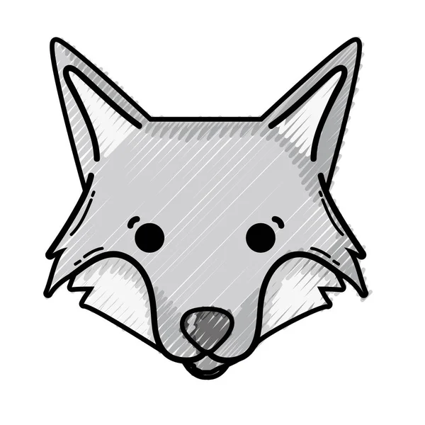 Grated Cute Fox Head Wild Animal Vector Illustration — Stock Vector
