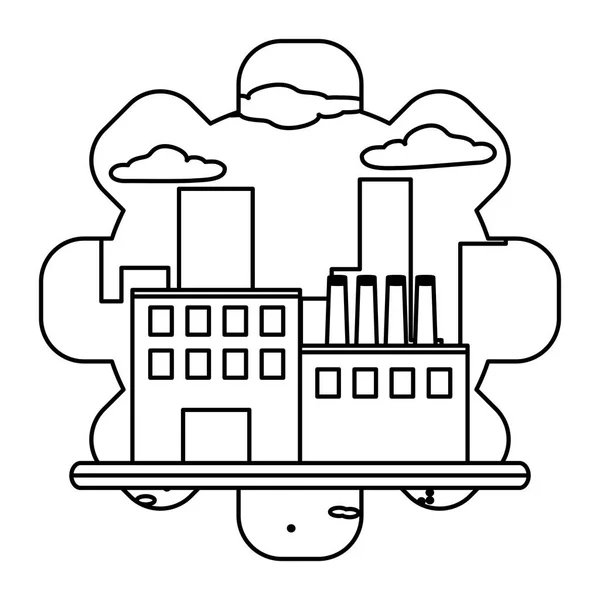 Linie Fabrik Maschine Produktion Ingenieur Anlage Vektor Illustration — Stockvektor