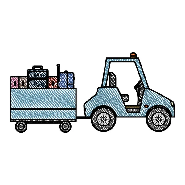 涂鸦车辆牵引服务与旅行行李向量例证 — 图库矢量图片