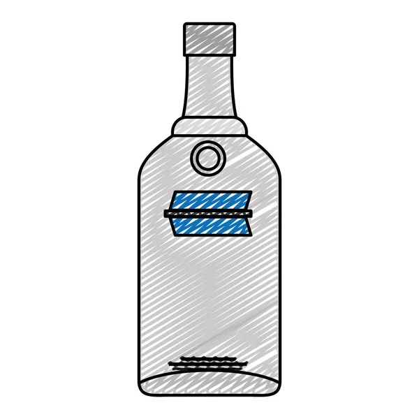 Illustration Vectorielle Boisson Alcoolisée Bouteille Liqueur Vodka Doodle — Image vectorielle