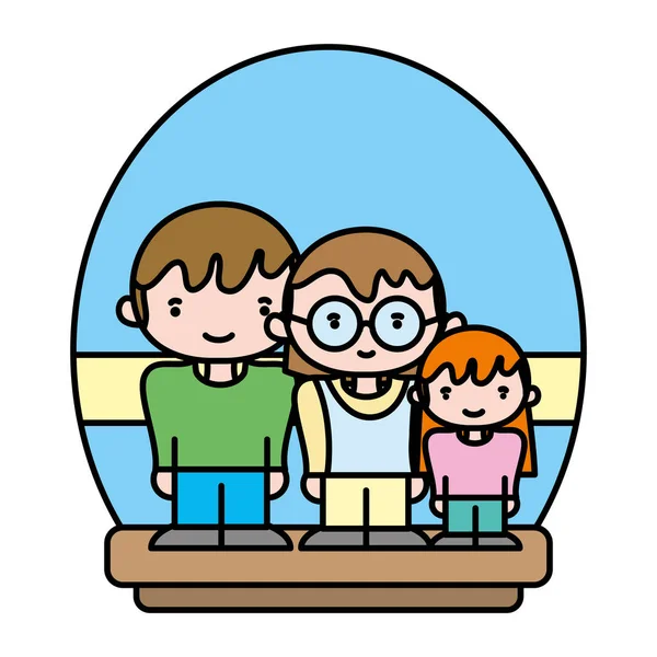 Color Cute Family Love Expression Together Vector Illustration — Stock Vector