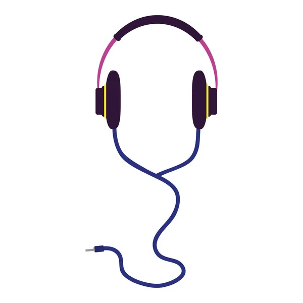 Auriculares Estéreo Escuchar Música Tecnología Vector Ilustración — Vector de stock