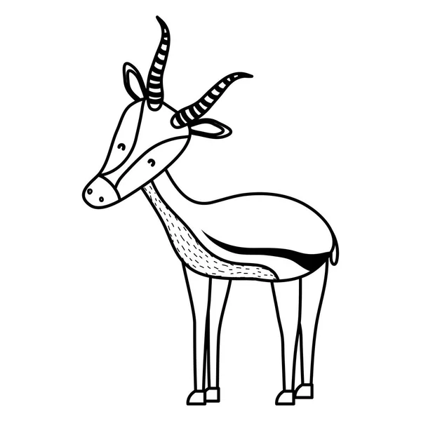 Ligne Mignon Mâle Cerf Animal Sauvage Vecteur Illustration — Image vectorielle