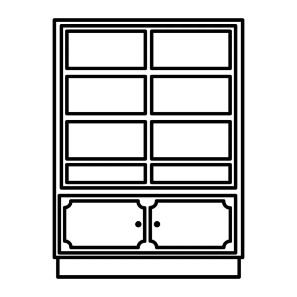 Gambar Vektor Desain Interior Kotak Buku Kayu Baris - Stok Vektor