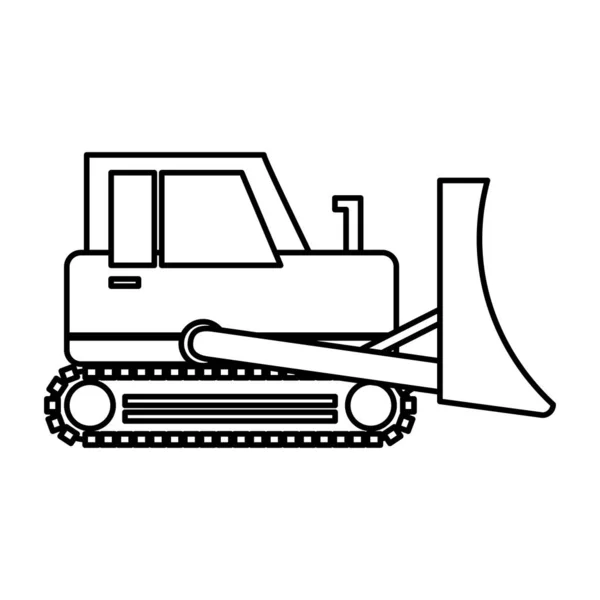 Línea Bulldozer Equipo Servicio Industria Reparación Vector Ilustración — Archivo Imágenes Vectoriales