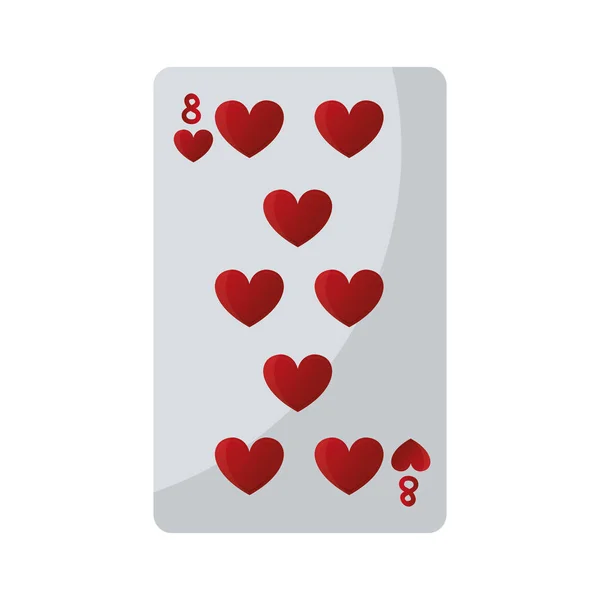 Acht Herzen Casino Kartenspiel Vektor Illustration — Stockvektor