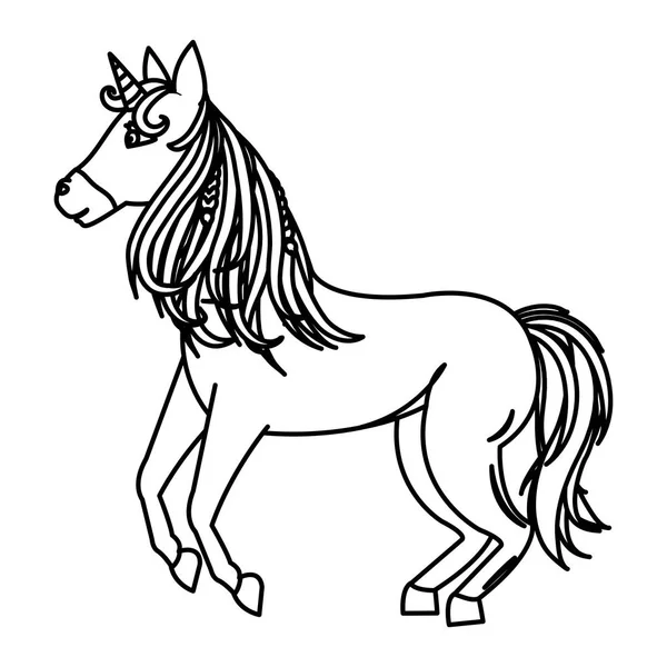 线美丽独角兽与角和漂亮的头发向量例证 — 图库矢量图片
