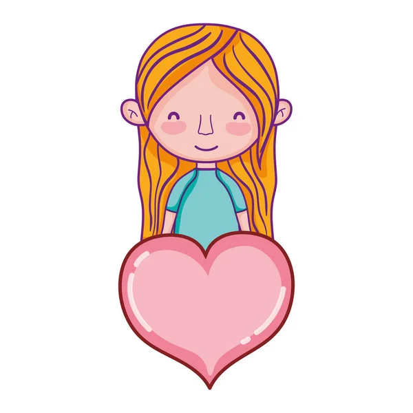 Belleza Mujer Peinado Con Pasión Corazón Vector Ilustración — Vector de stock