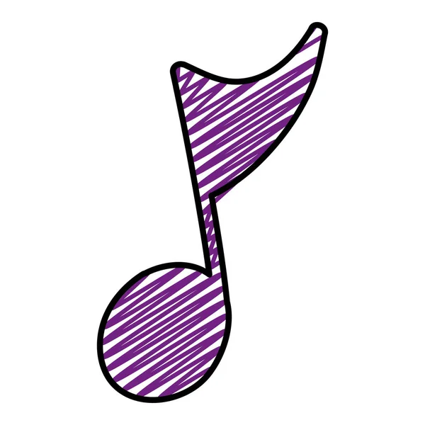 Doodle Music Quaver Note Sign Sound Vector Illustration — стоковый вектор