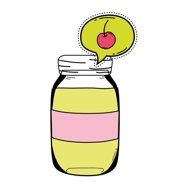 Pot Jus Couleur Avec Cerise Intérieur Chat Bulle Vecteur Illustration — Image vectorielle